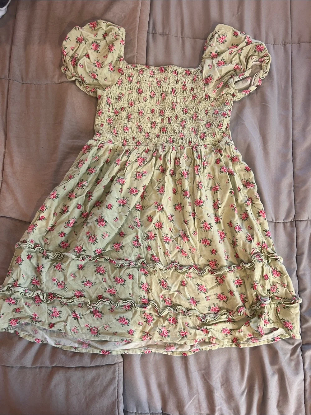 The Children's Place Light Green Dress with Pink Floral Print - Picture 2 of 3